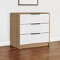 28" White and Natural Three Drawer Dresser