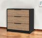 28" Natural and Black Three Drawer Dresser