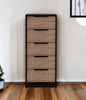 18" Brown and Black Five Drawer Standard Chest