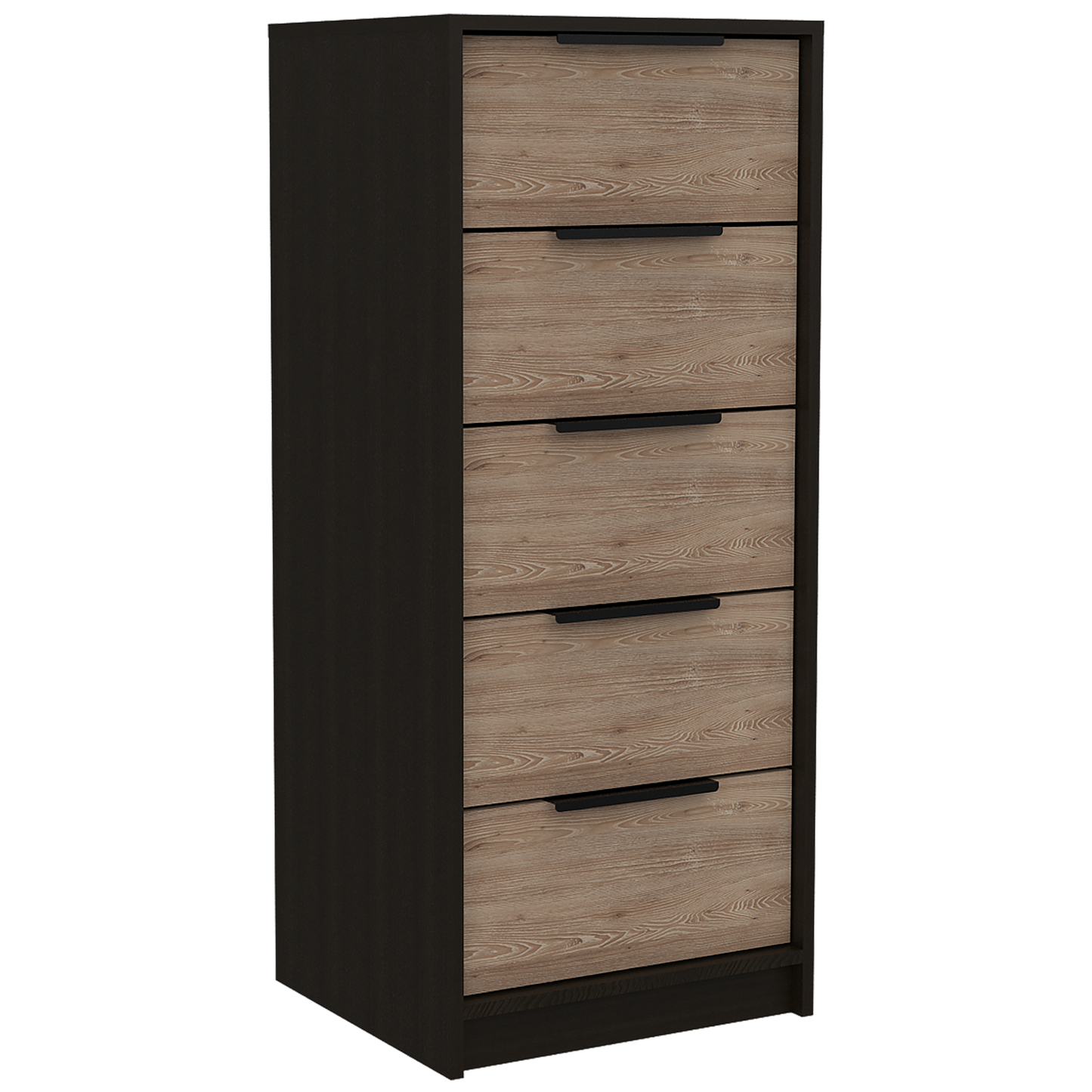 18" Brown and Black Five Drawer Standard Chest