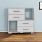 35" White Four Drawer Dresser With Open Cubby Space