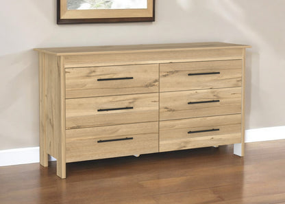 59" Natural Six Drawer Double Dresser