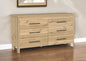 59" Natural Six Drawer Double Dresser