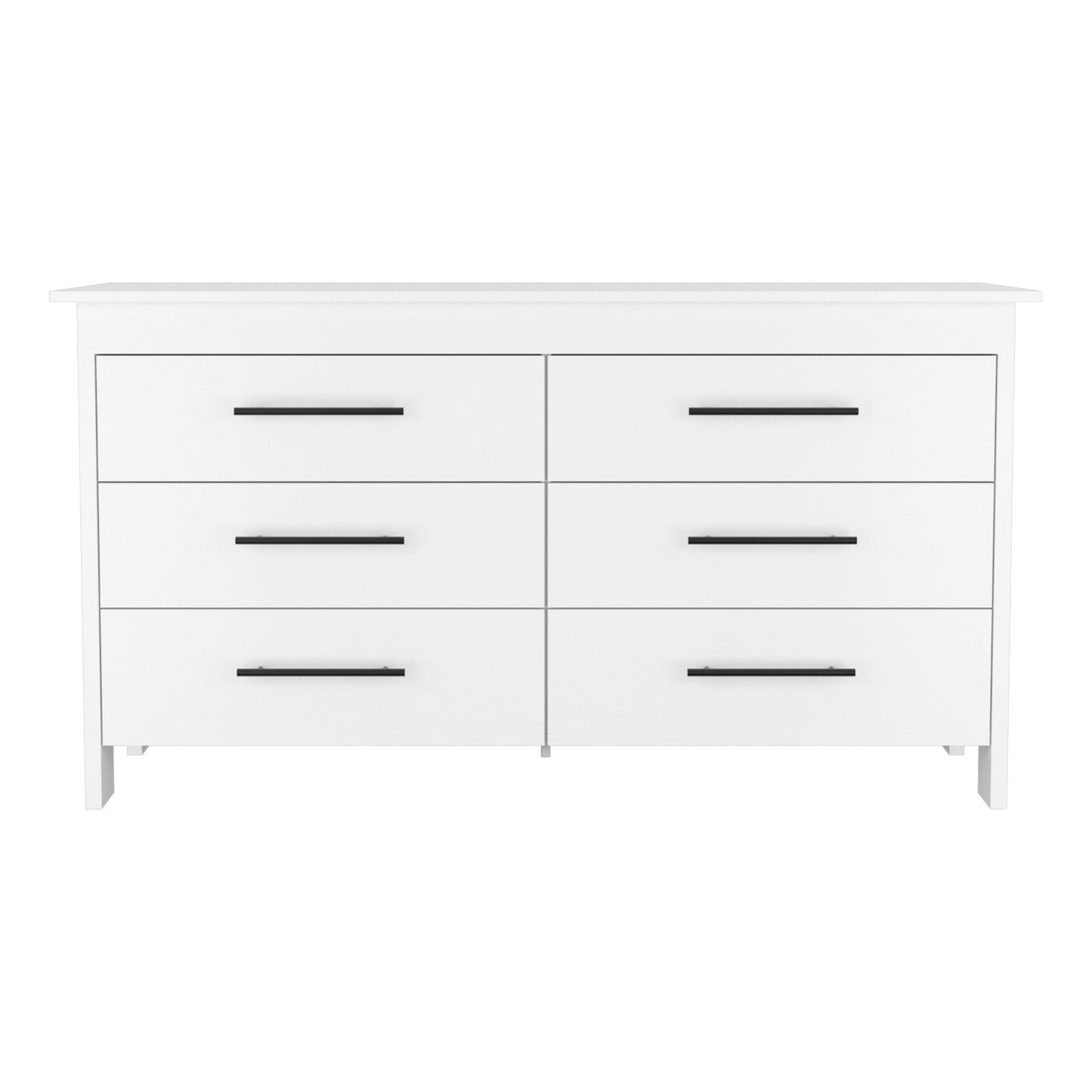 59" White Six Drawer Double Dresser