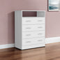 33" White Four Drawer Standard Chest With Open Shelf