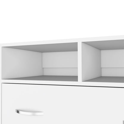 32" White Two Drawer Dresser With Open Shelving