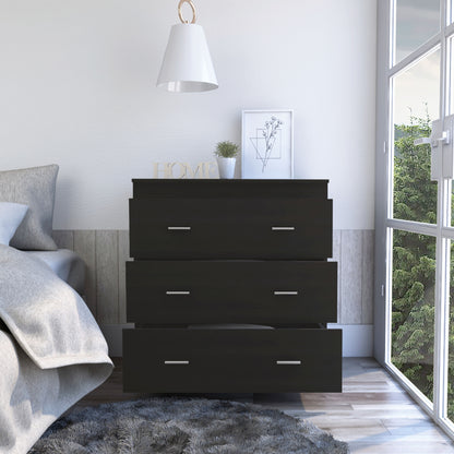 32" Black Three Drawer Dresser