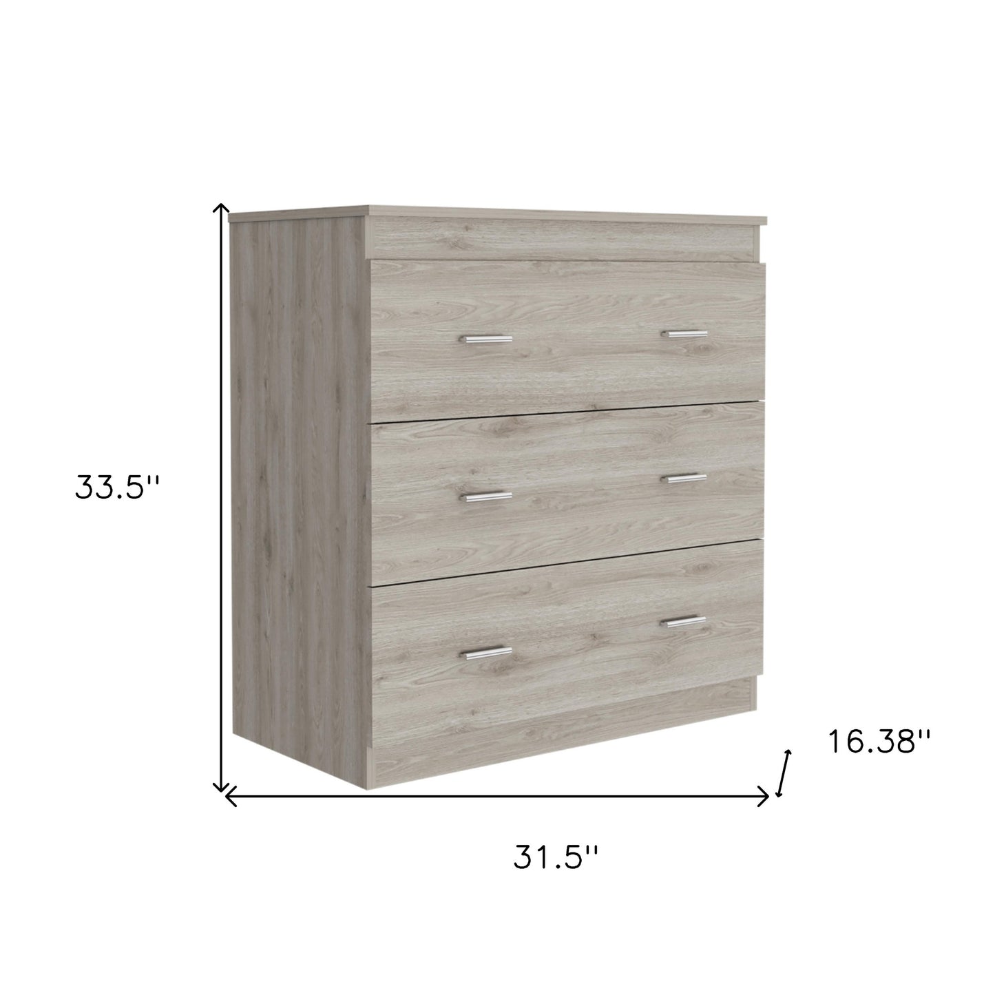 32" Light Gray Three Drawer Dresser