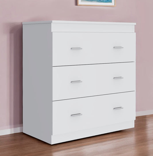 32" White Three Drawer Dresser