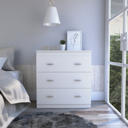 32" White Three Drawer Dresser