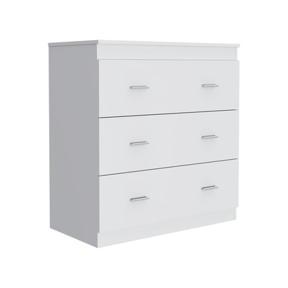 32" White Three Drawer Dresser