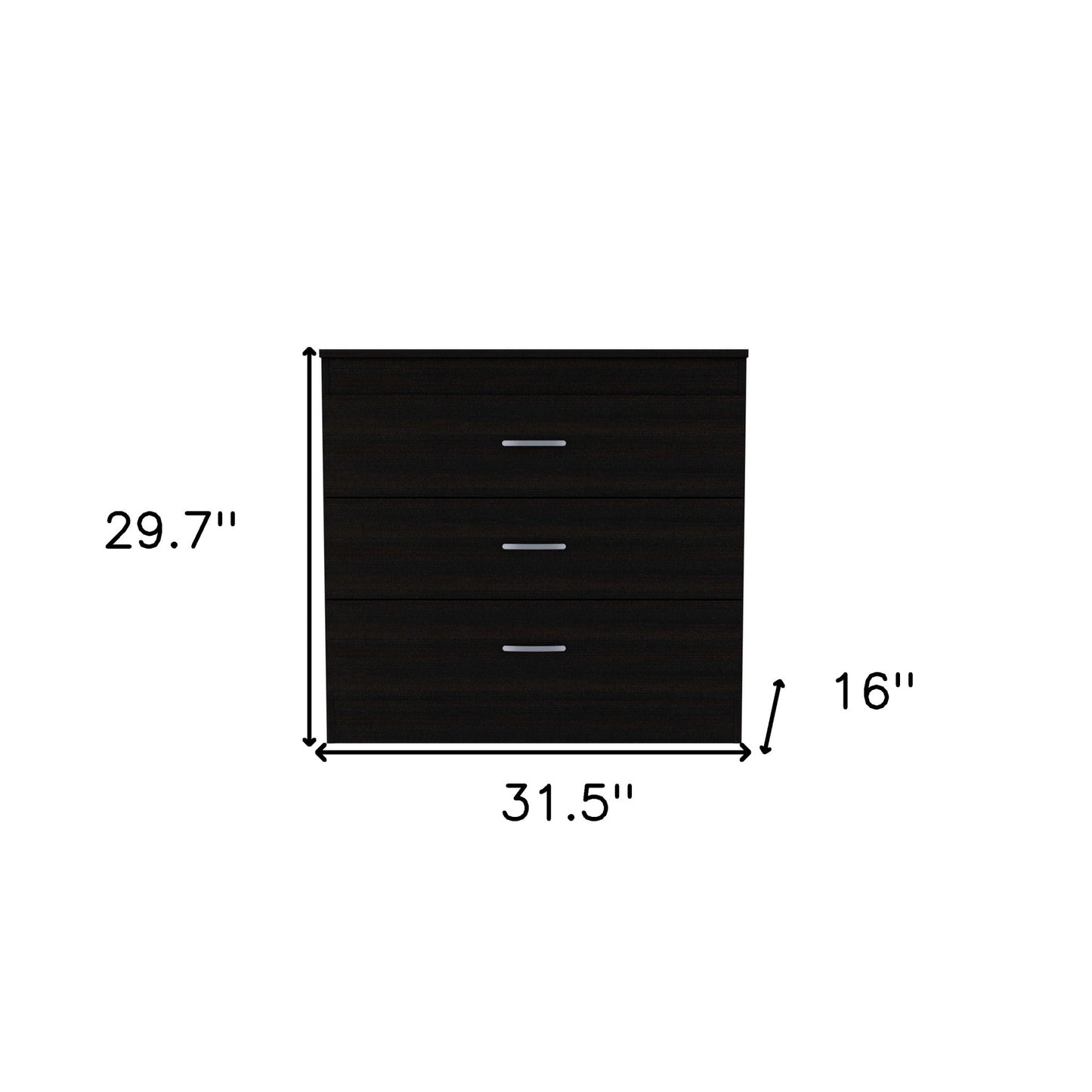 32" Black Three Drawer Dresser