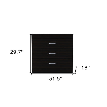 32" Black Three Drawer Dresser