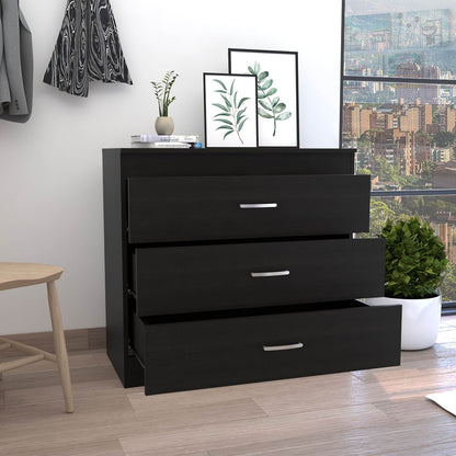 32" Black Three Drawer Dresser