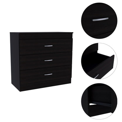 32" Black Three Drawer Dresser