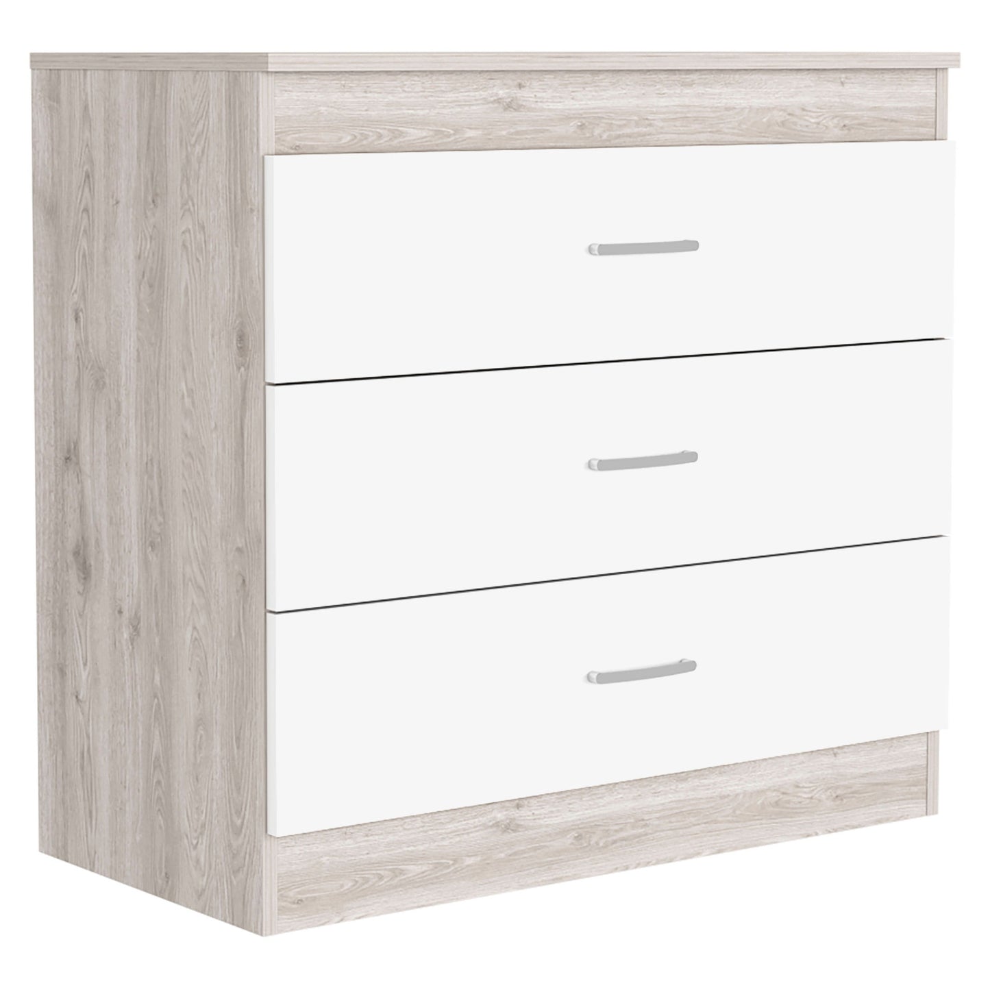 32" White and Gray Three Drawer Dresser