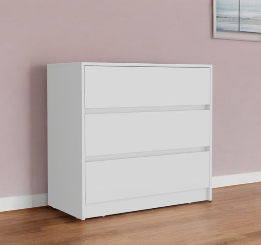 34" White Three Drawer Dresser