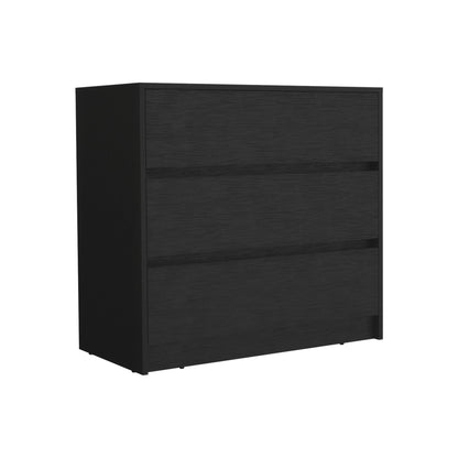 34" Black Three Drawer Dresser