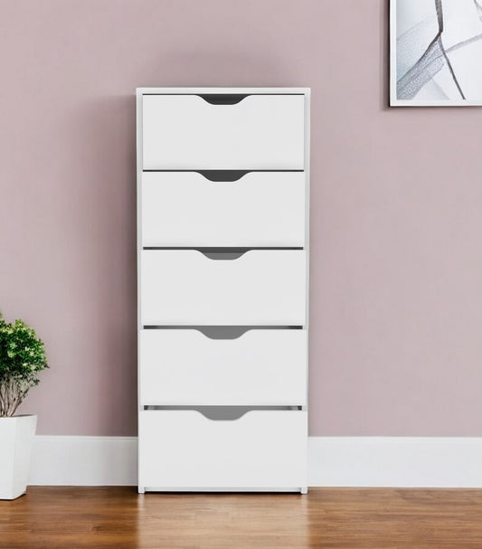 18" White Five Drawer Standard Chest