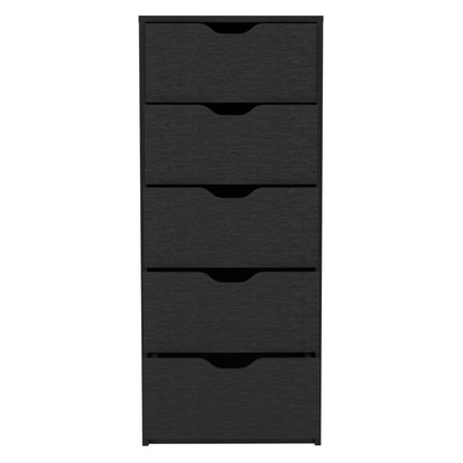 18" Black Five Drawer Standard Chest