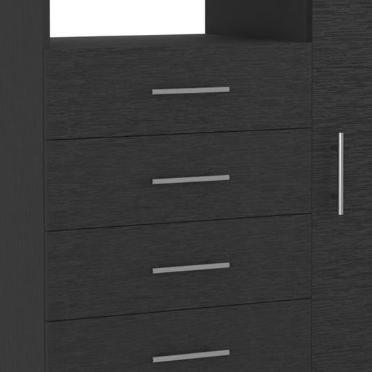 36" Black Four Drawer Combo Dresser