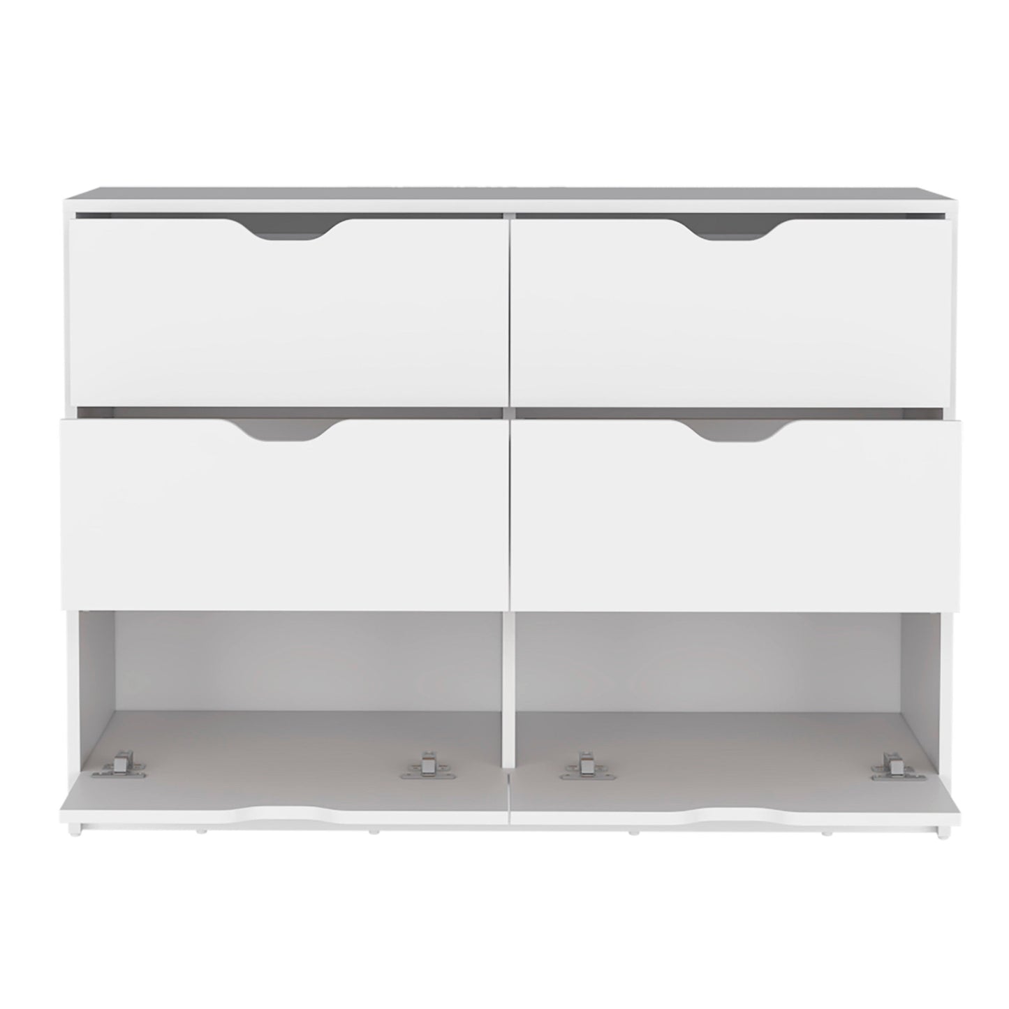 42" White Six Drawer Double Dresser