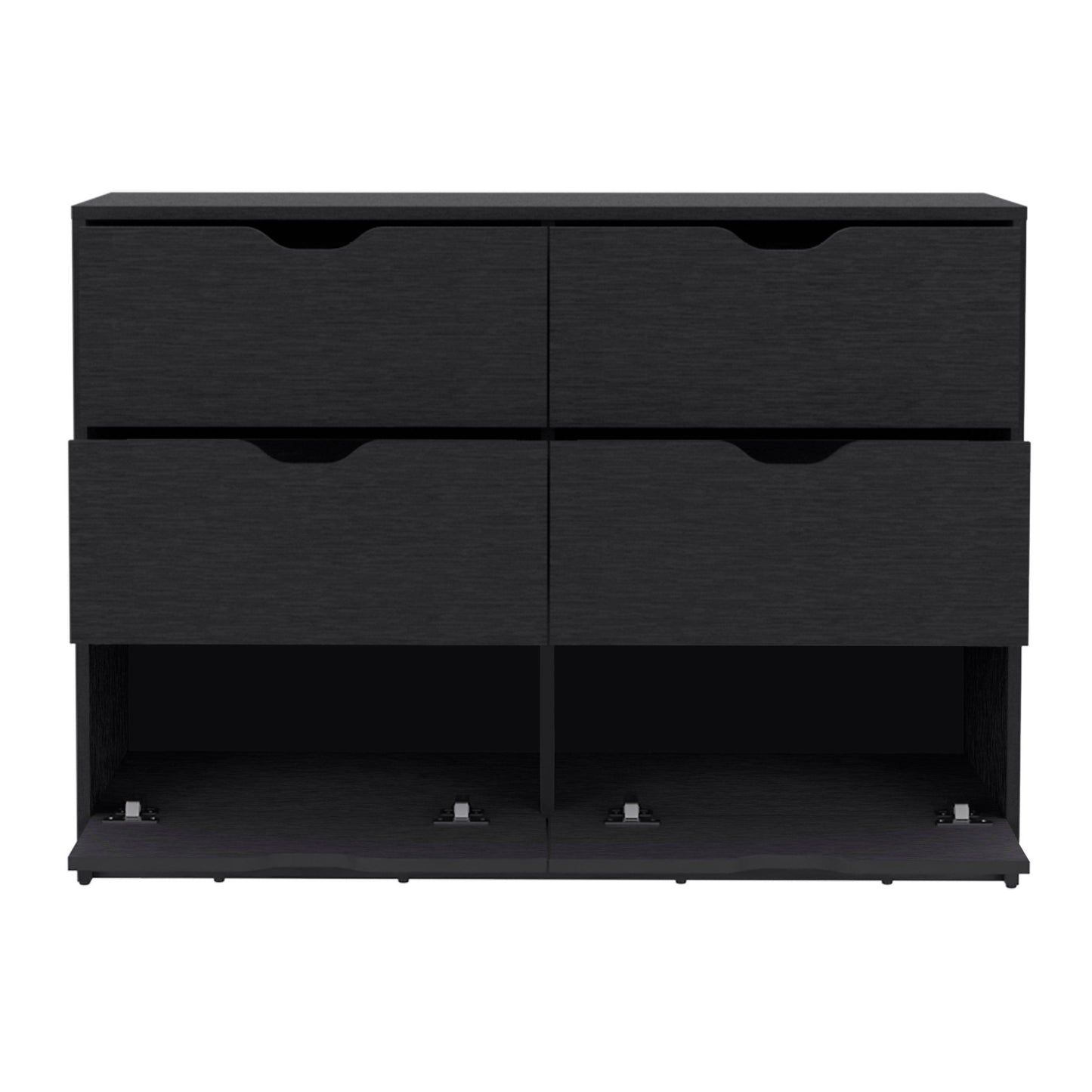 42" Black Four Drawer Double Dresser