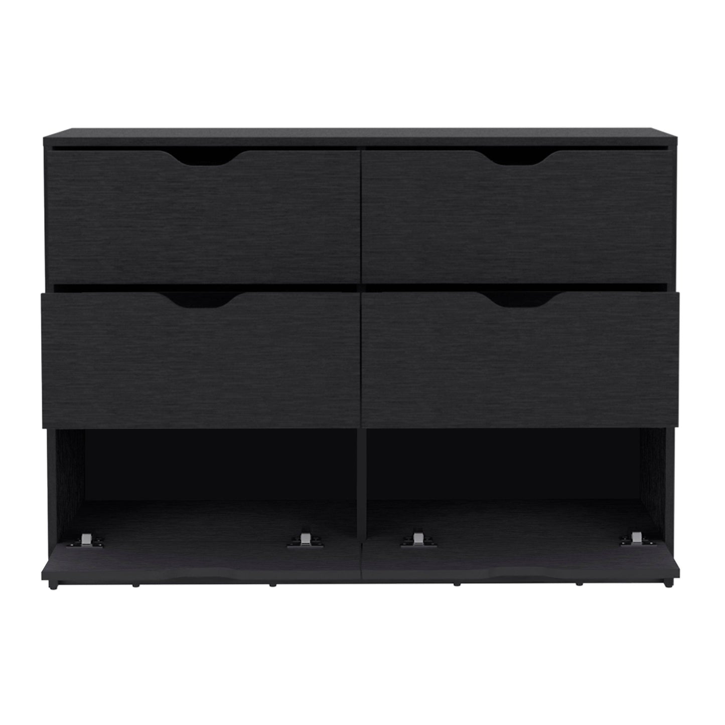 42" Black Four Drawer Double Dresser