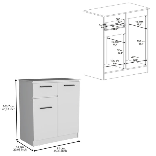 36" White Drawer Combo Dresser