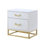 20" Gold And White End Table With Two Drawers