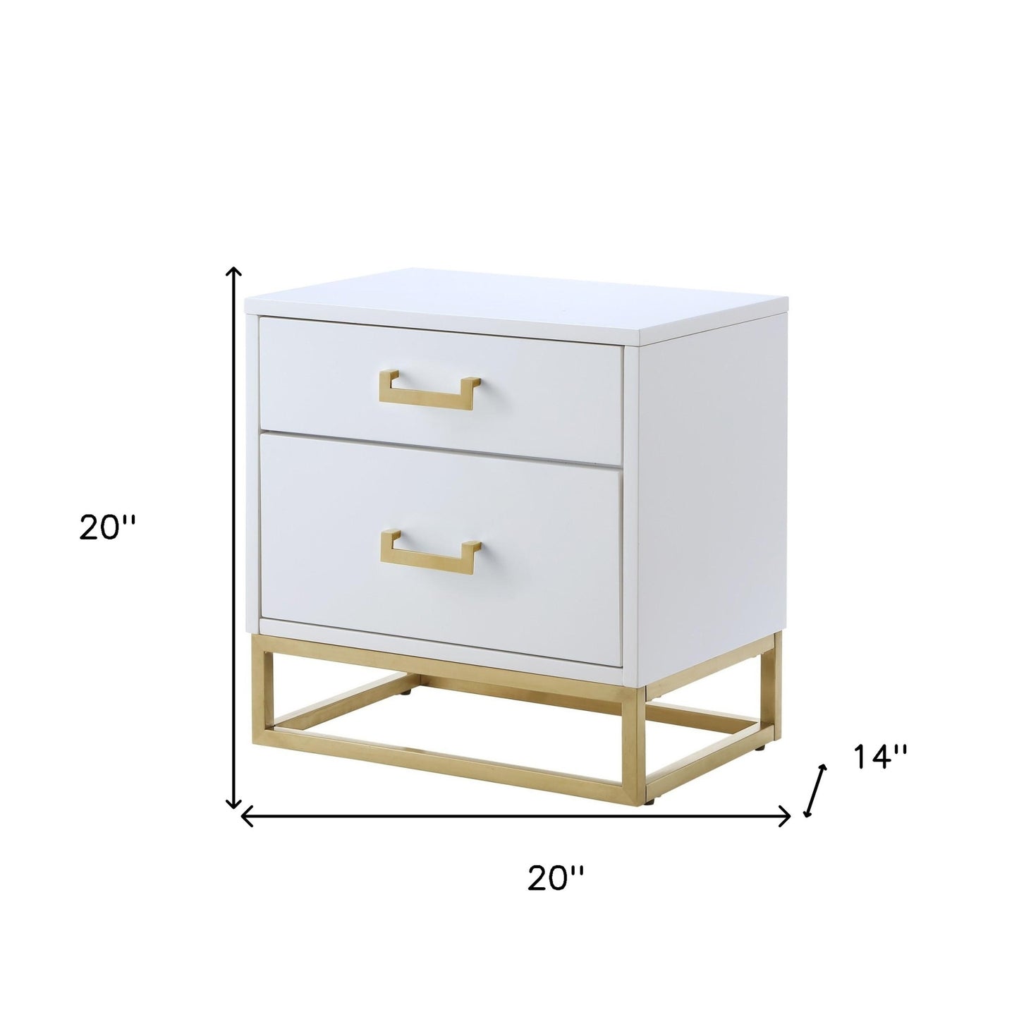 20" Gold And White End Table With Two Drawers