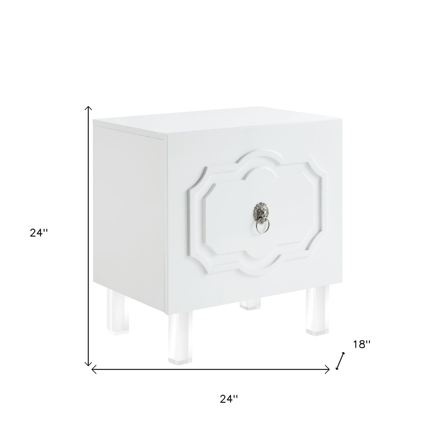 24" Clear And White Wood End Table With Two Shelves