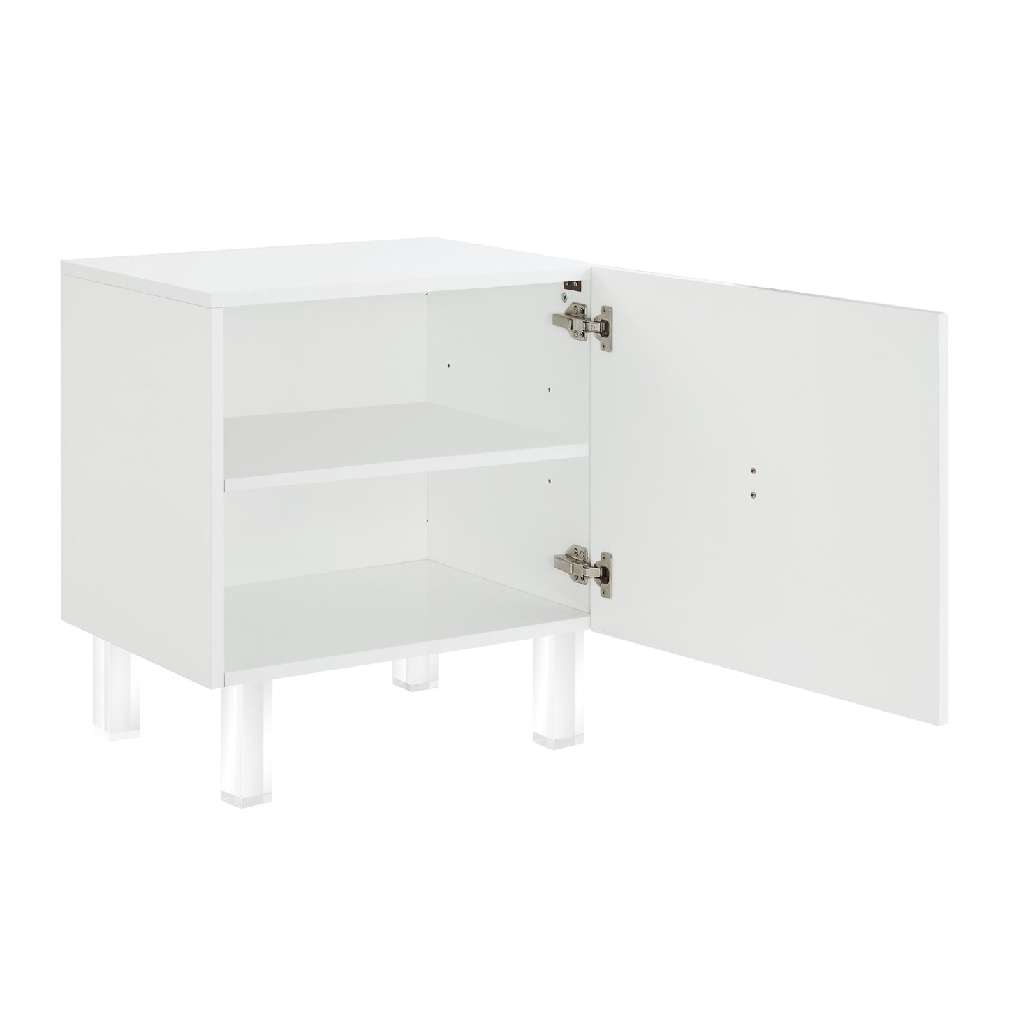 24" Clear And White Wood End Table With Two Shelves