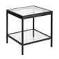 22" Black And Clear Glass And Steel Square End Table With Shelf