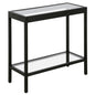 24" Black And Clear Glass And Steel End Table With Shelf