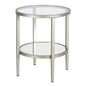 24" Nickel And Clear Glass And Steel Round Mirrored End Table With Shelf