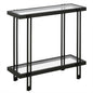 24" Black And Clear Glass End Table With Shelf