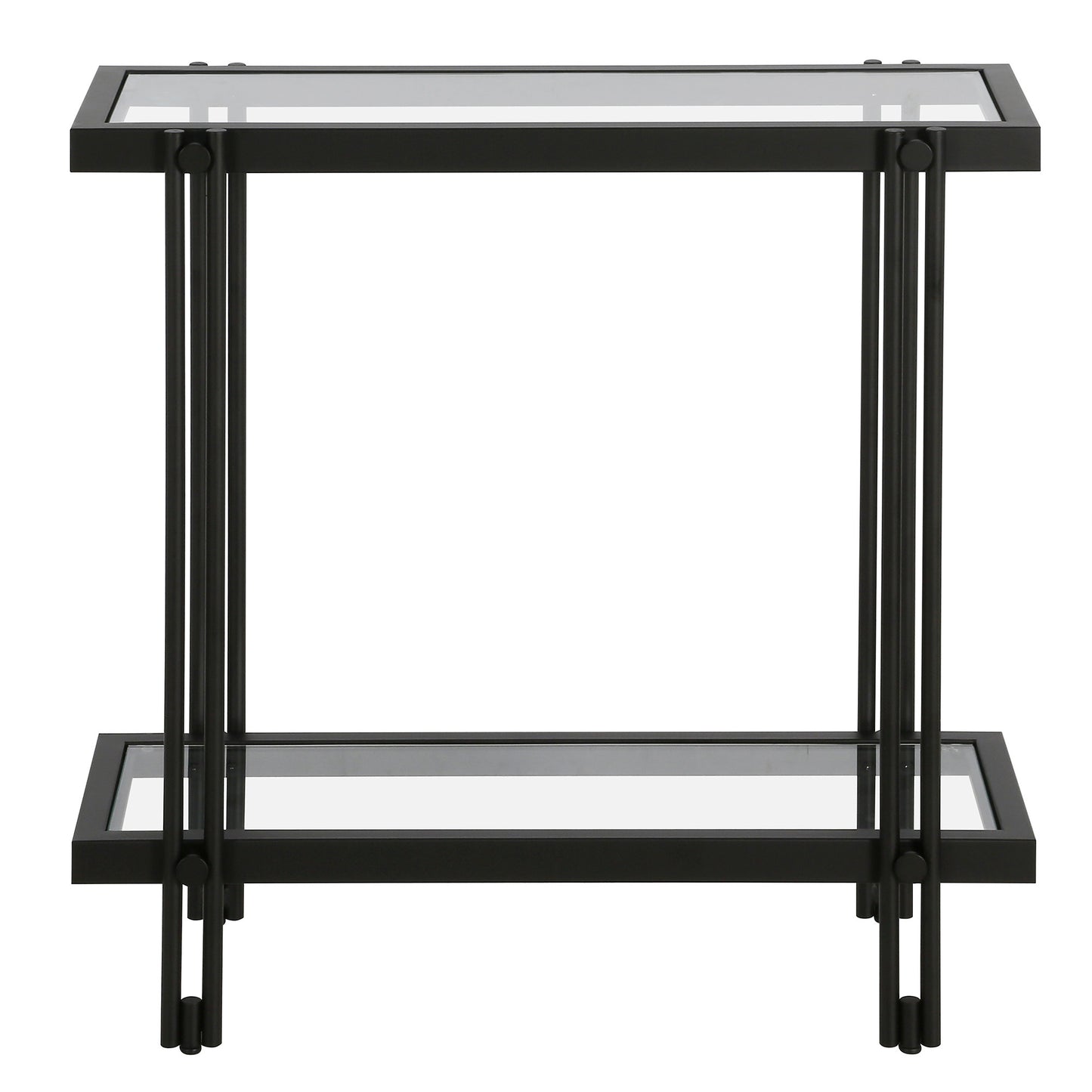 24" Black And Clear Glass End Table With Shelf