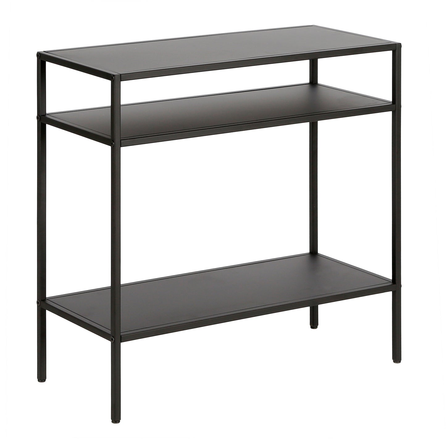 24" Black Steel End Table With Two Shelves