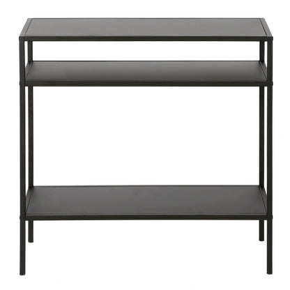 24" Black Steel End Table With Two Shelves