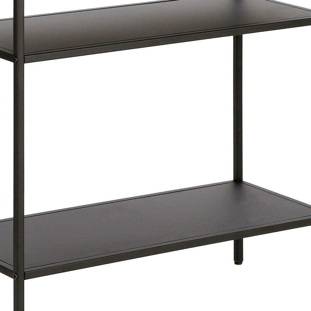 24" Black Steel End Table With Two Shelves