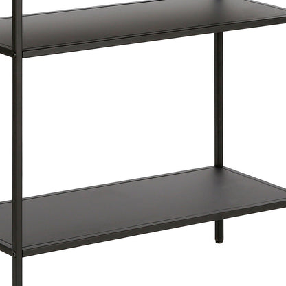 24" Black Steel End Table With Two Shelves