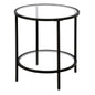 22" Black And Clear Glass And Steel Round End Table With Shelf