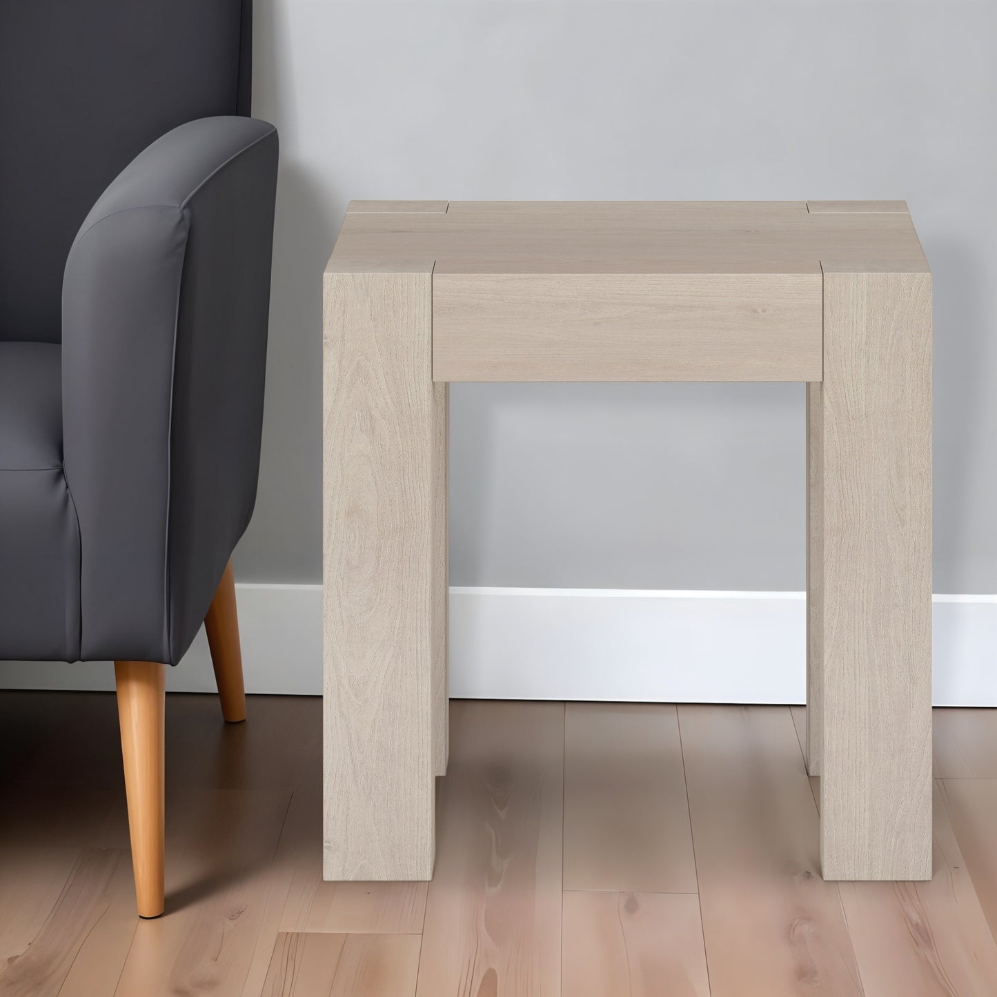 22" Alder White Wood Square End Table