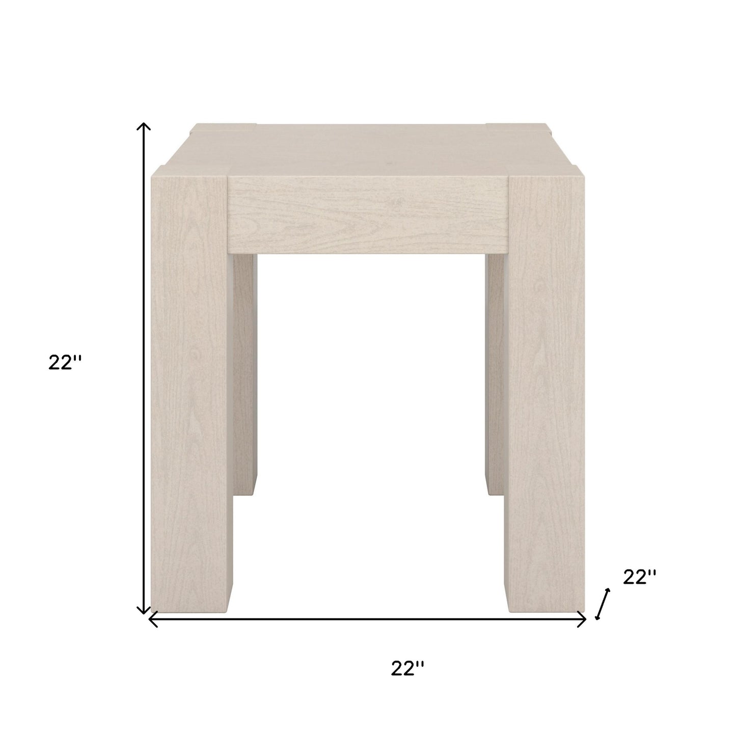 22" Alder White Wood Square End Table