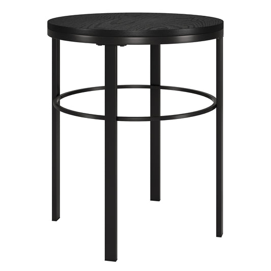 24" Black Wood And Steel Round End Table