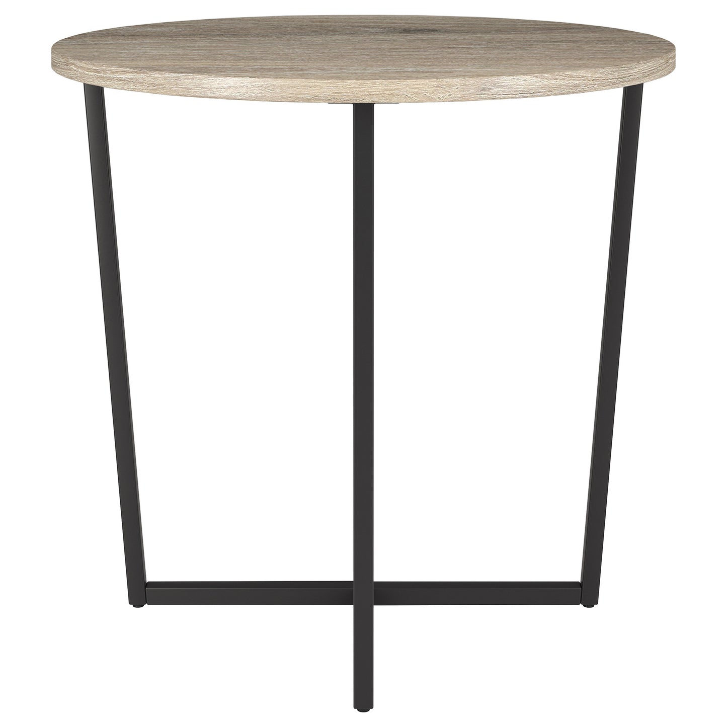 20" Black And Gray Wood And Steel Round End Table