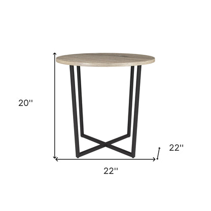 20" Black And Gray Wood And Steel Round End Table