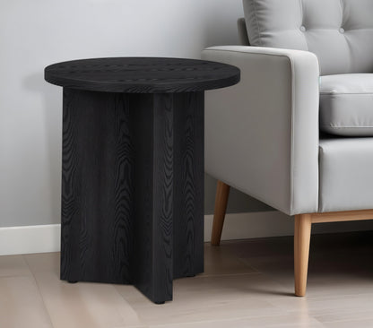 22" Black Wood Round End Table