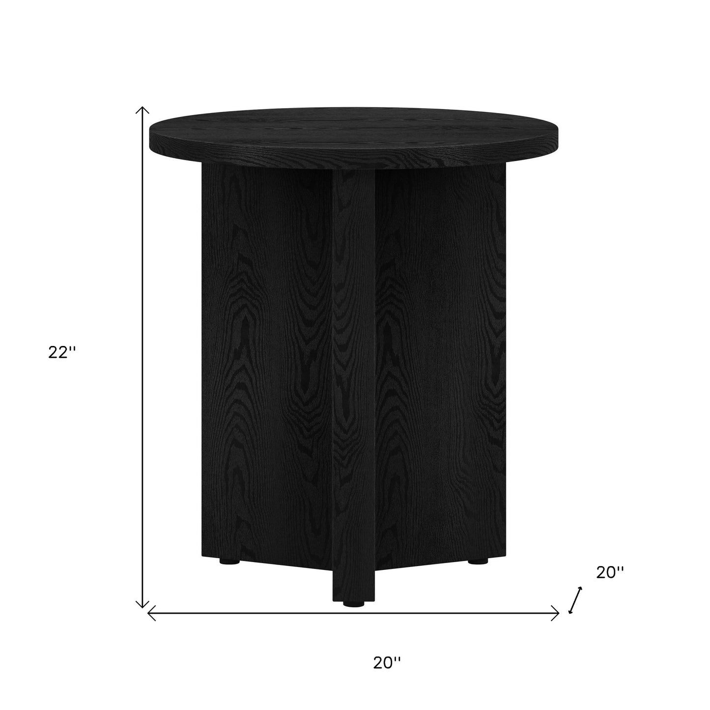 22" Black Wood Round End Table